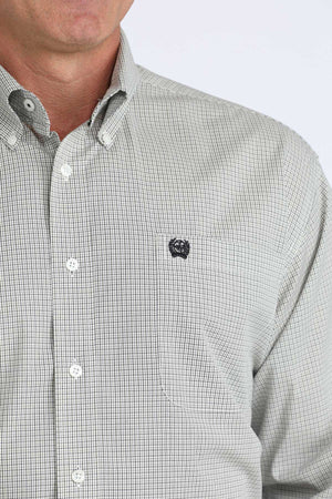 Mens Long Sleeve White Plaid -6081