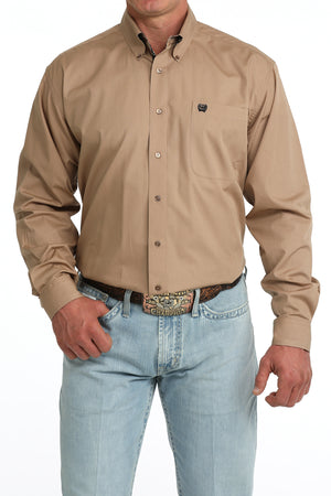 Men's Long Sleeve Solid Khaki-6090