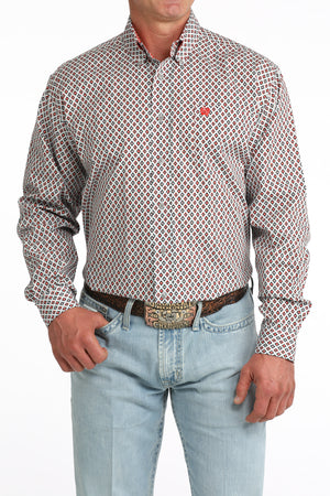 Men's Gray Long Sleeve Patterned-6093