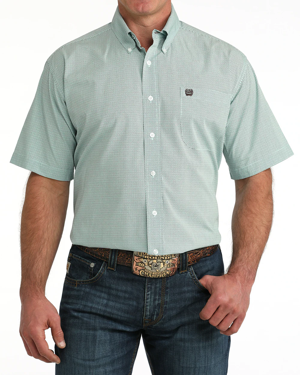 Men's Short Sleeve Blue Print-1512
