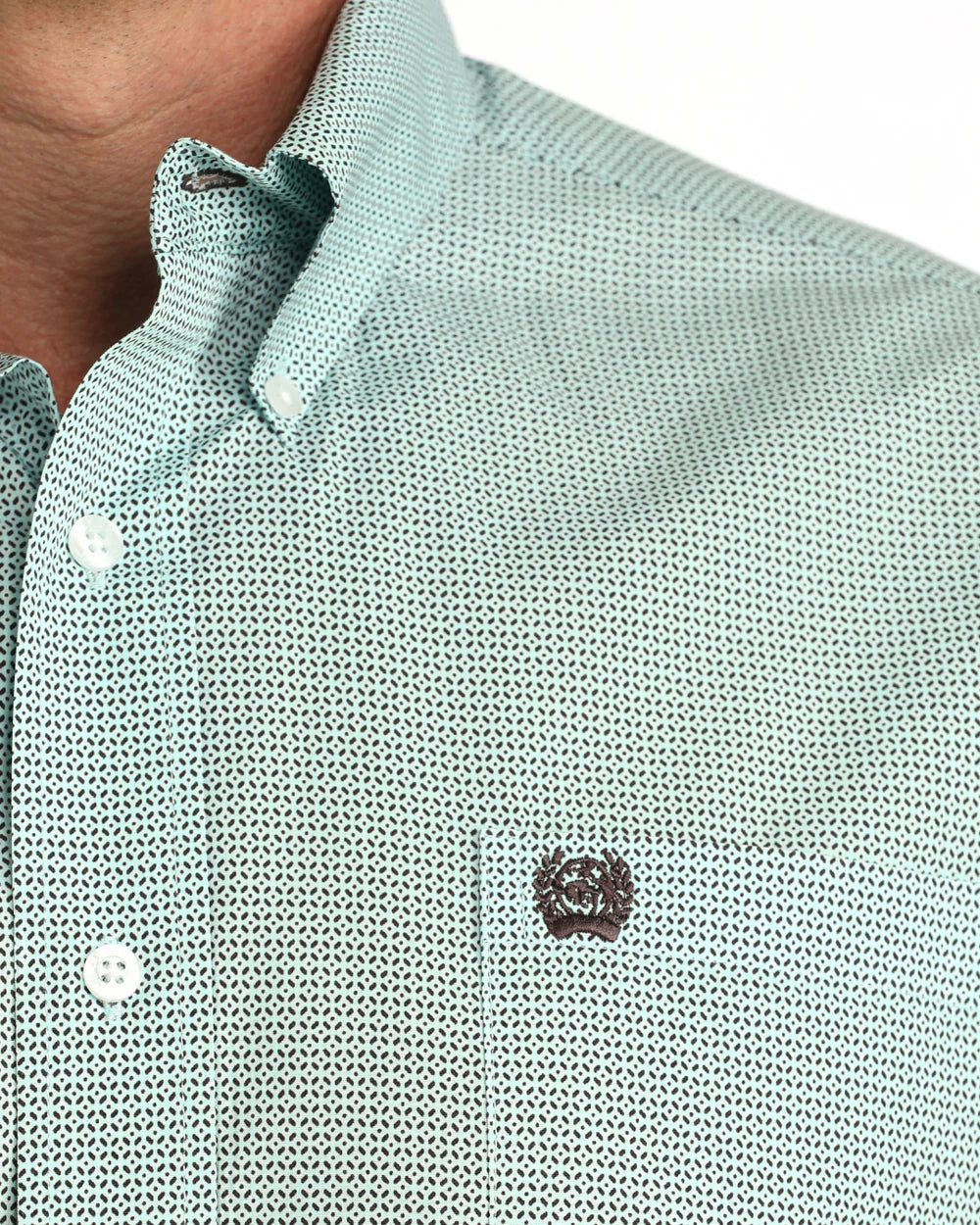 Men's Short Sleeve Blue Print-1512