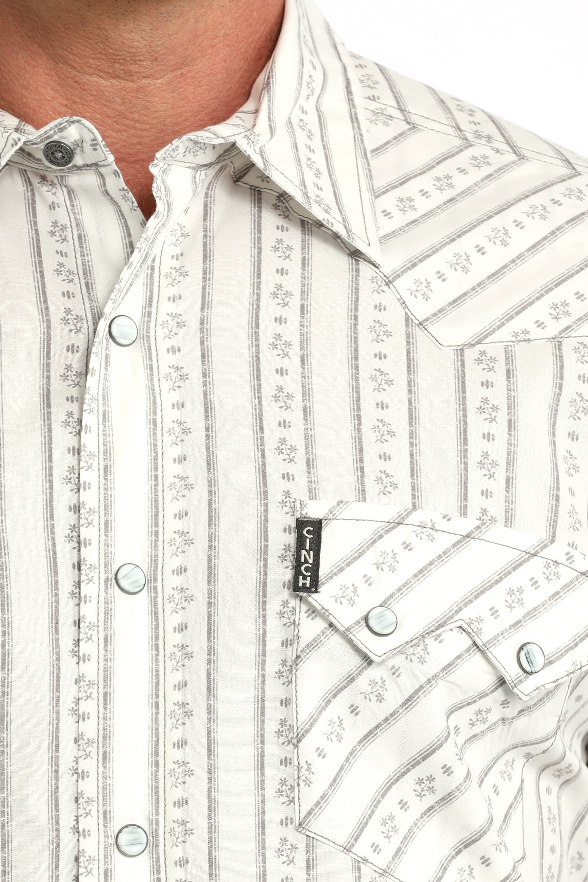 Men's Cinch Modern Fit White Print Long Sleeve