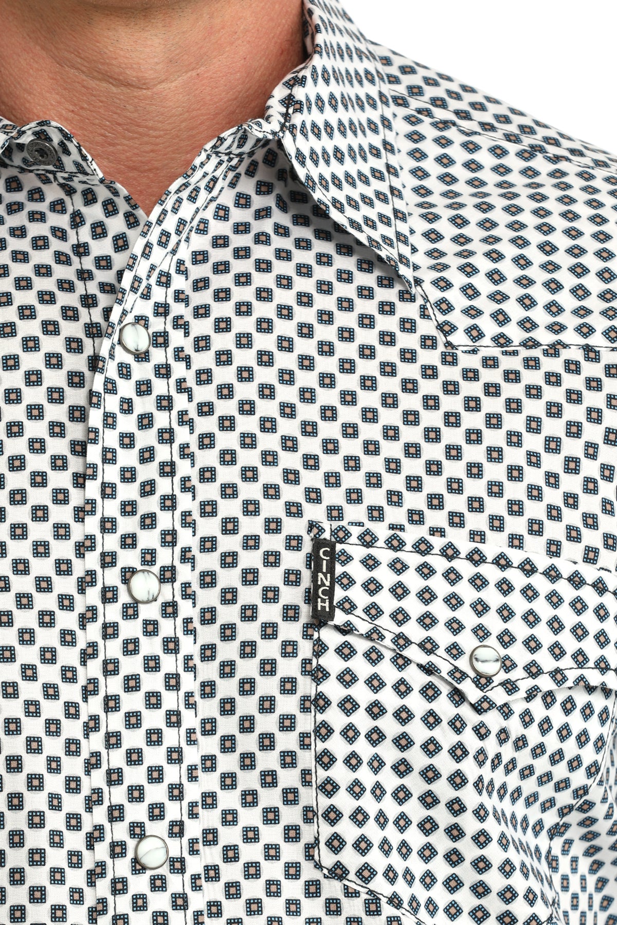 Men's White Modern Print Long Sleeve-3106