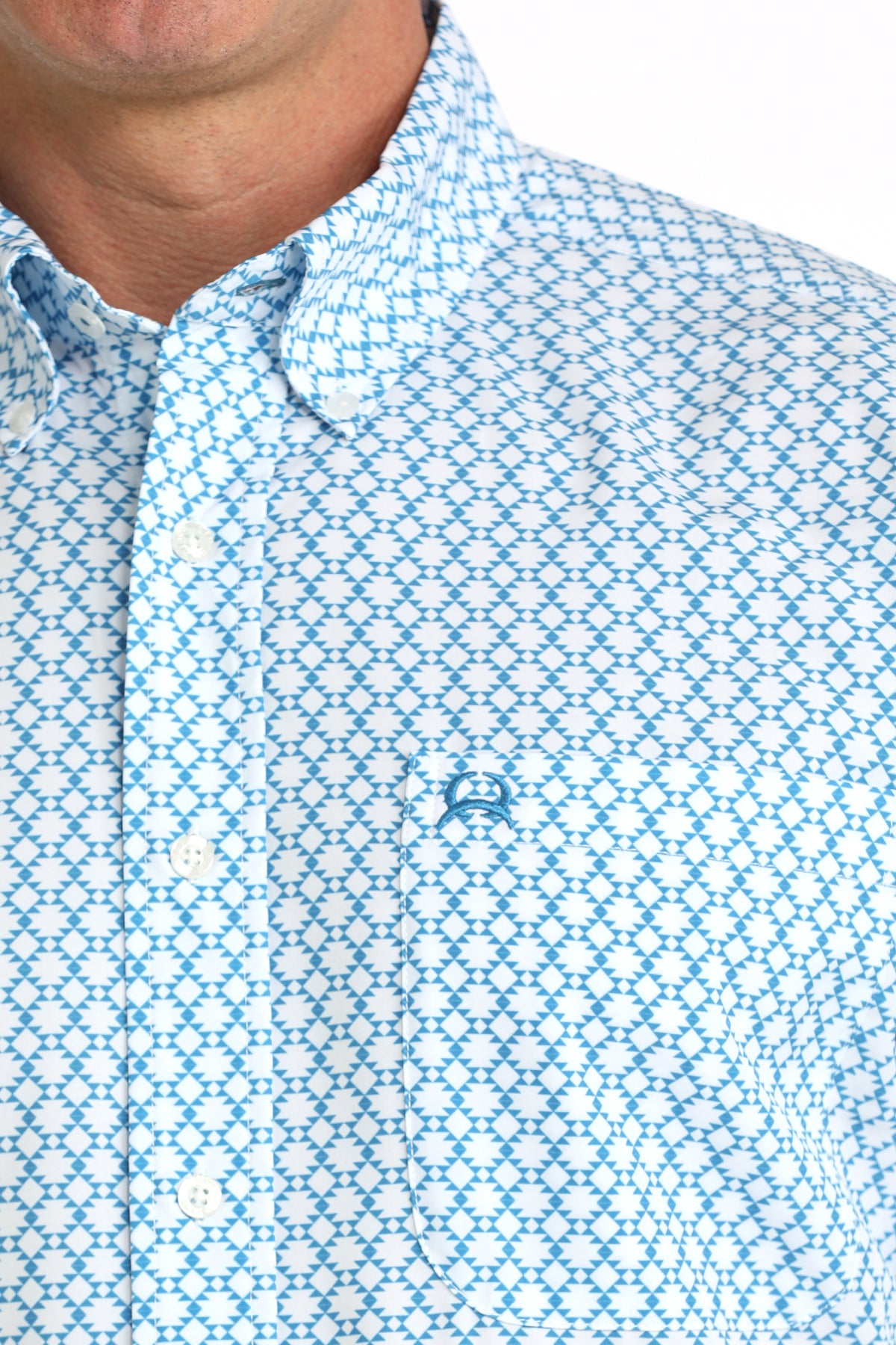 Men's Short Sleeve Blue Print Arena Flex-4170