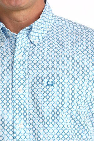 Men's Short Sleeve Blue Print Arena Flex-4170