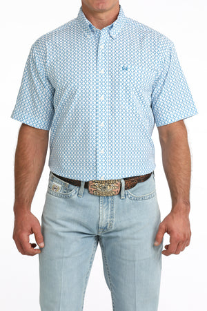 Men's Short Sleeve Blue Print Arena Flex-4170