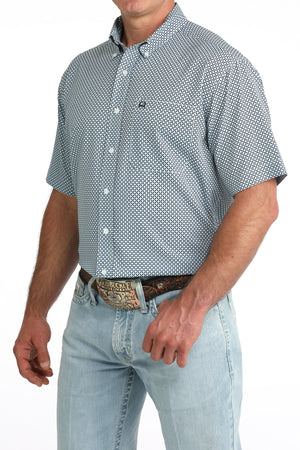 Men's Cinch Short Sleeve ArenaFlex Light Blue Print