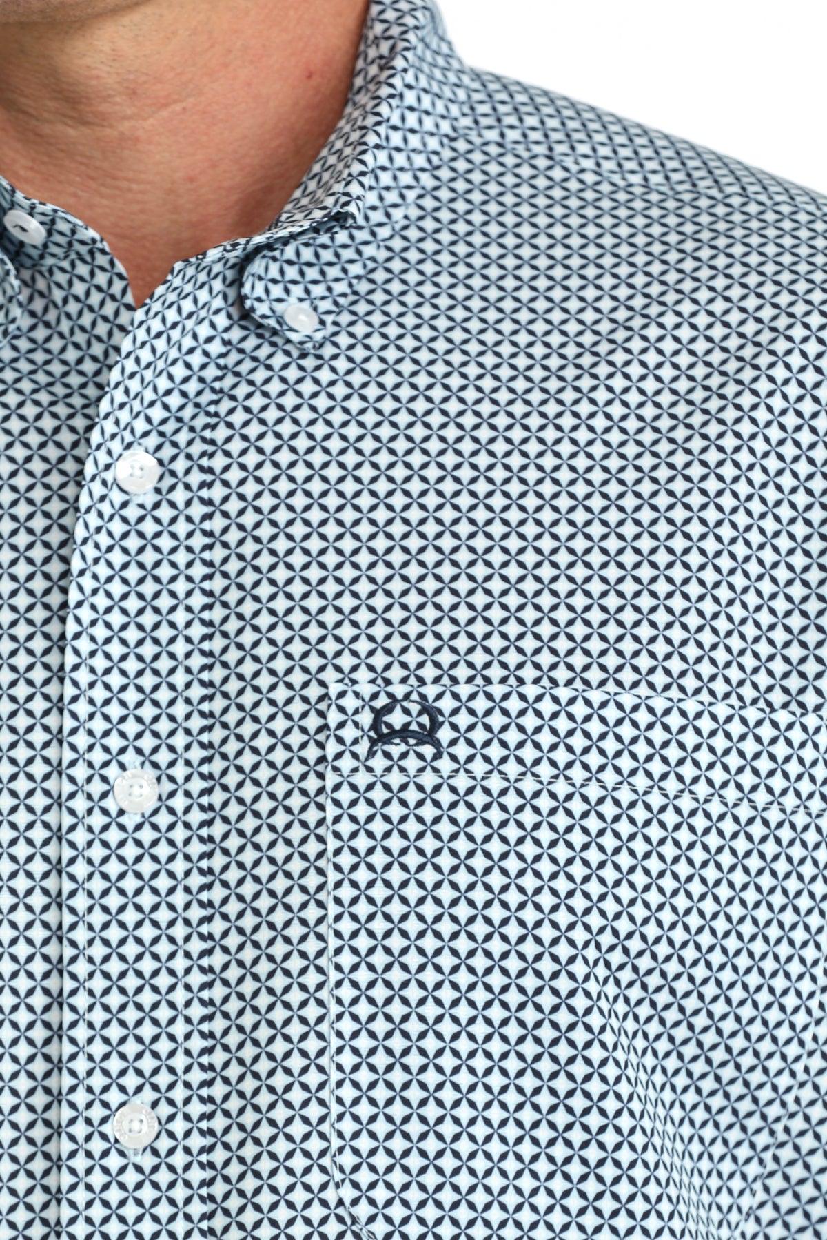 Men's Cinch Short Sleeve ArenaFlex Light Blue Print