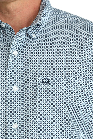 Men's Cinch Short Sleeve ArenaFlex Light Blue Print
