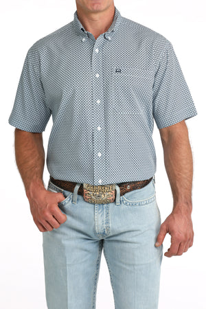 Men's Cinch Short Sleeve ArenaFlex Light Blue Print