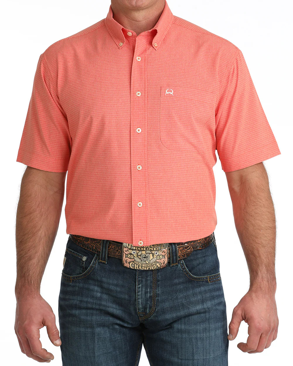 Men's Red Plaid Short Sleeve Arena Flex-5003