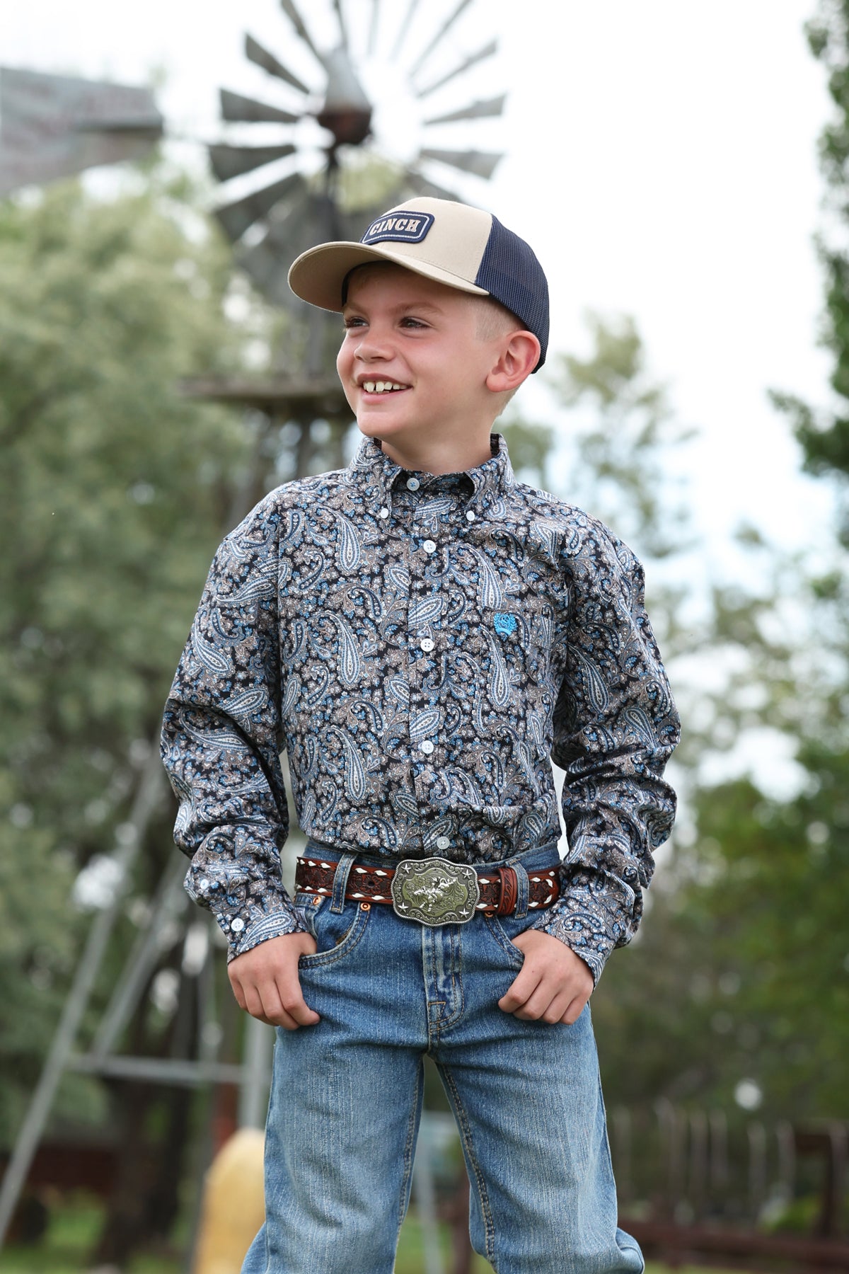 Boy's Long Sleeve Multi Paisley-0416