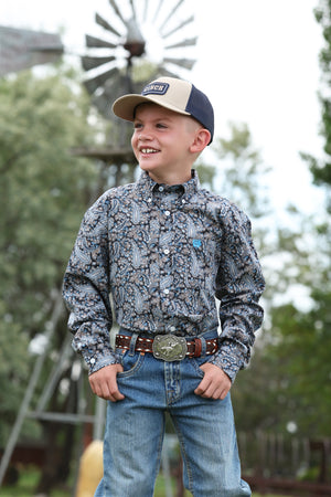 Boy's Long Sleeve Multi Paisley-0416