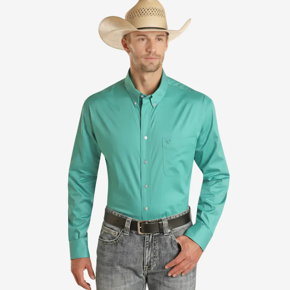 LS Solid Twill Rodeo Shirt Jade