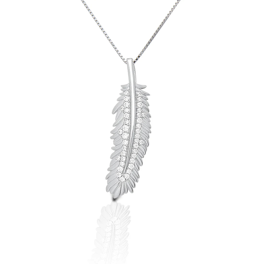 Kelly Herd shimmering feather pendant necklace- Sterling Silver