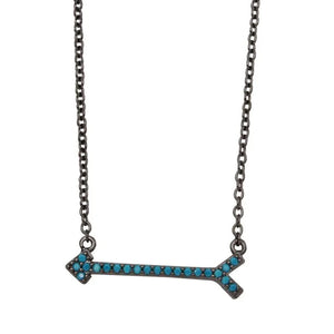 Kelly Herd black rhodium plated arrow necklace with turquoise stones- Sterling Silver