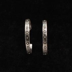 Silver Aztec Hoop Earrings