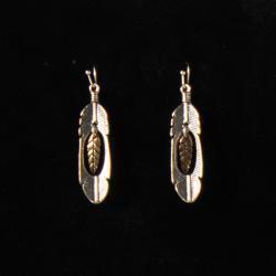 Feather w/Feather inlay Dangle Earrings