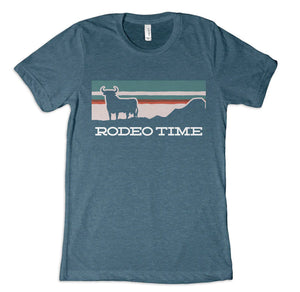 Rodeo Time Sunset Teal & Cream Tee
