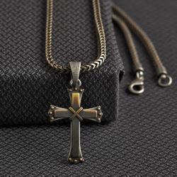 Twister Men's Crossed Cross Necklace