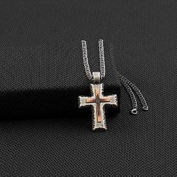Twister Men's Silver Cross w/Small Copper inlay Necklace