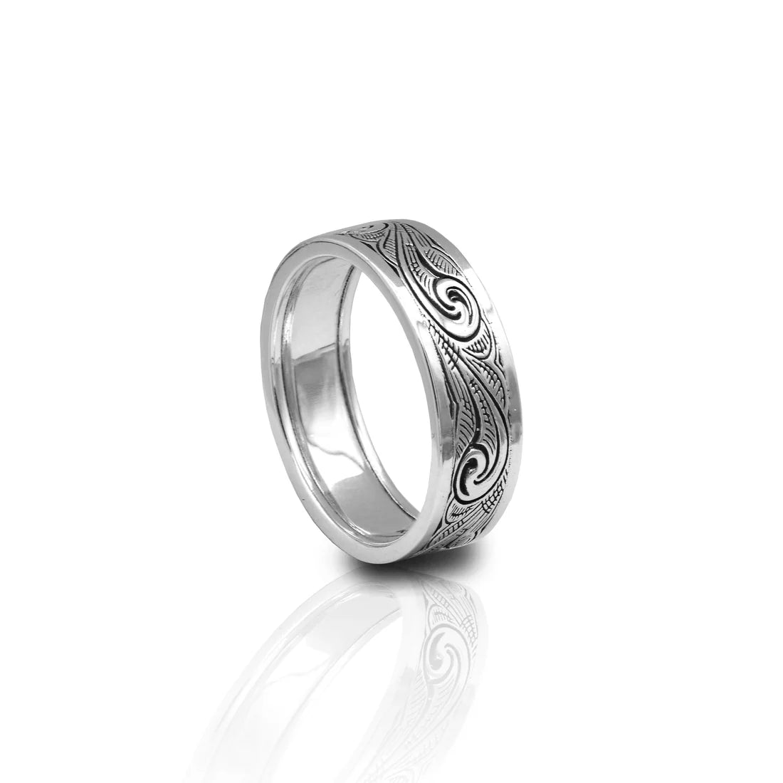 Kelly Herd men's engraved western wide band ring- Sterling Silver