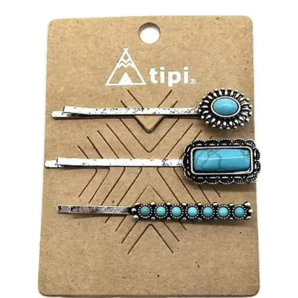 Western Turquoise Bobby pins