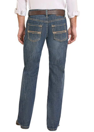Rope Stitch Embossed Double Barrel Straight Boot Jeans