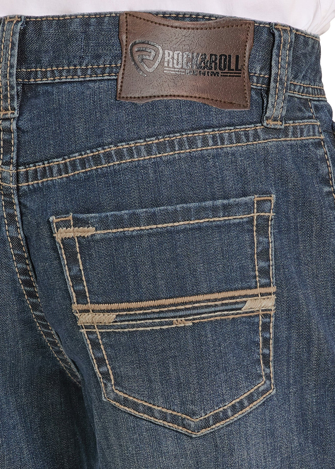 Rope Stitch Embossed Double Barrel Straight Boot Jeans