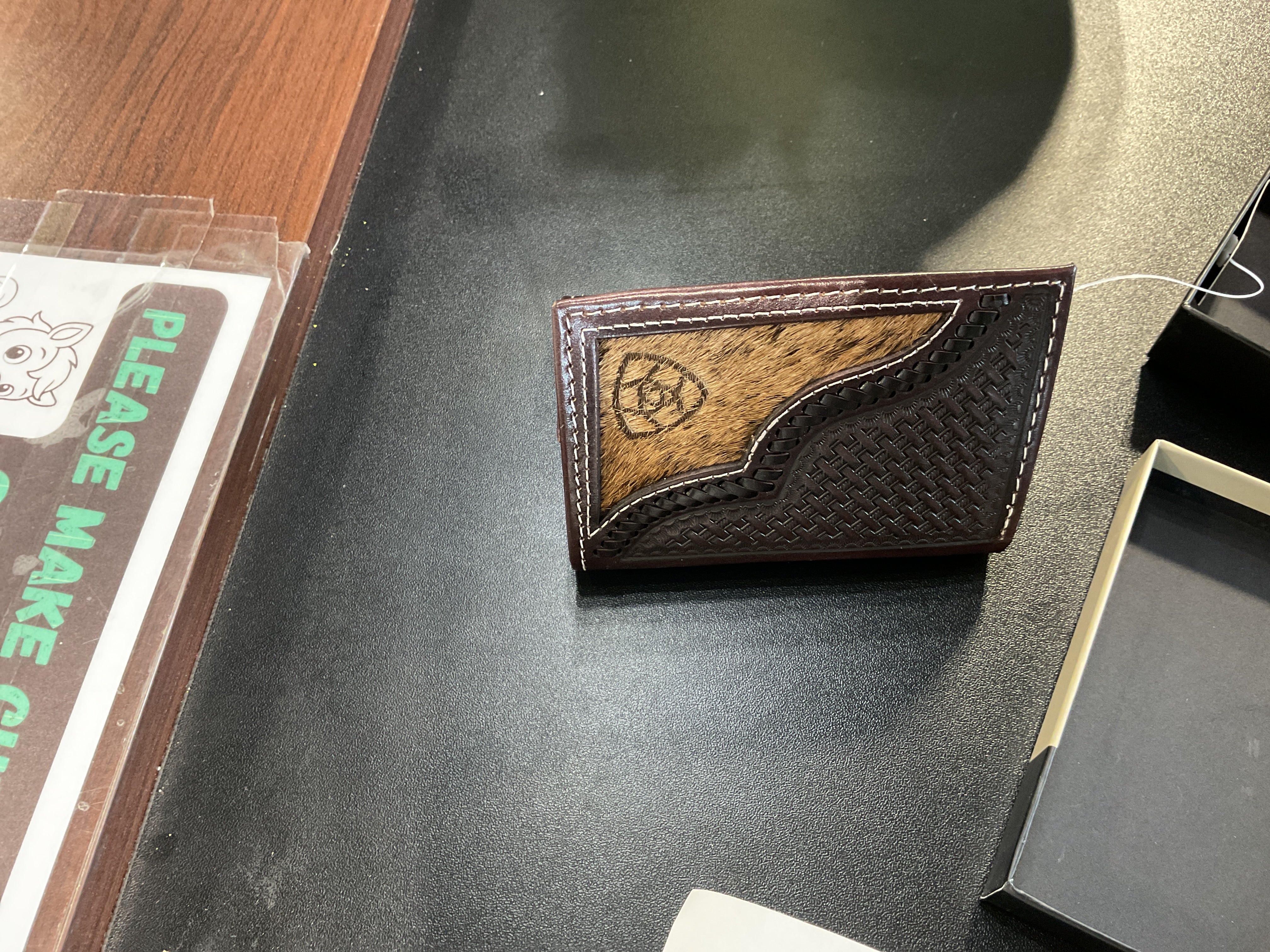 Trifold hair overlay laced wallet