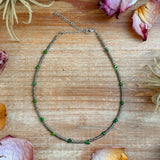 Green Turquoise Glass Seed Bead Necklace – 14 Inch