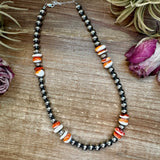 Spiny Oyster & Sterling Silver Pearl Necklace – 8mm